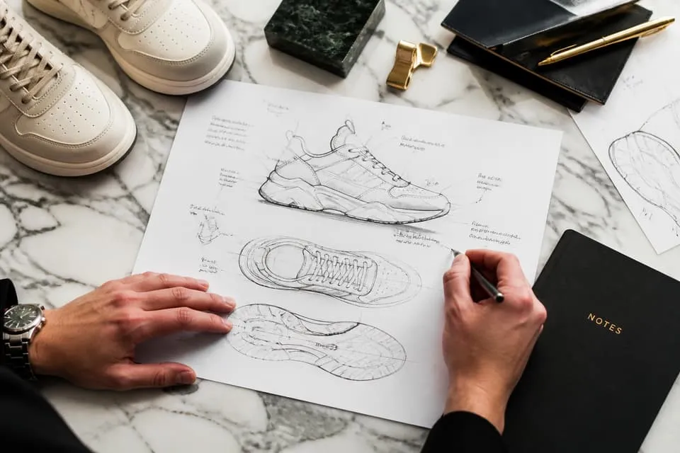 Bespoke shoe design sketching